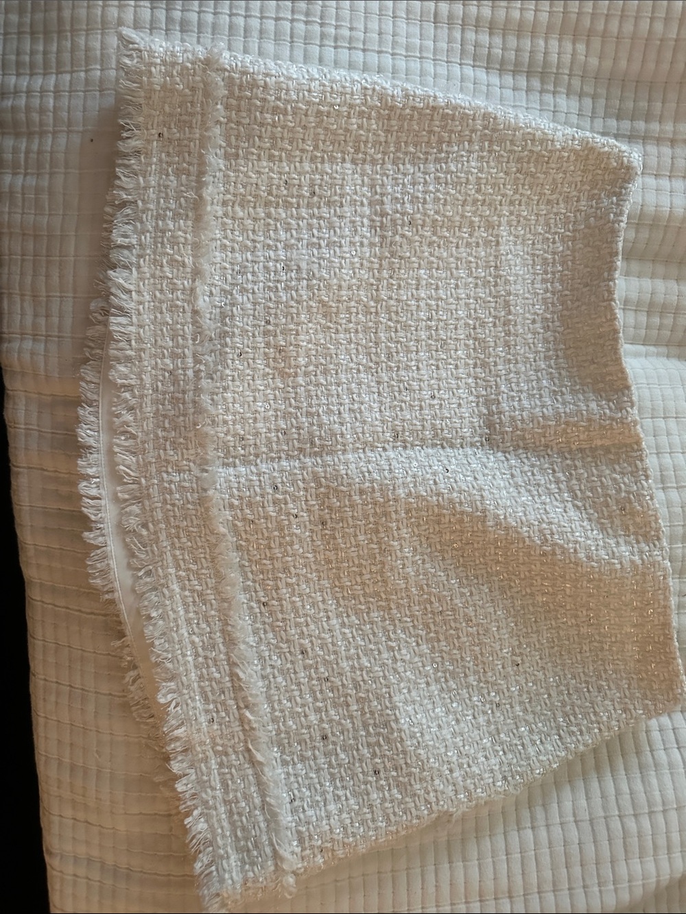 Alice + Olivia Cream Textured Tweed Mini Skirt